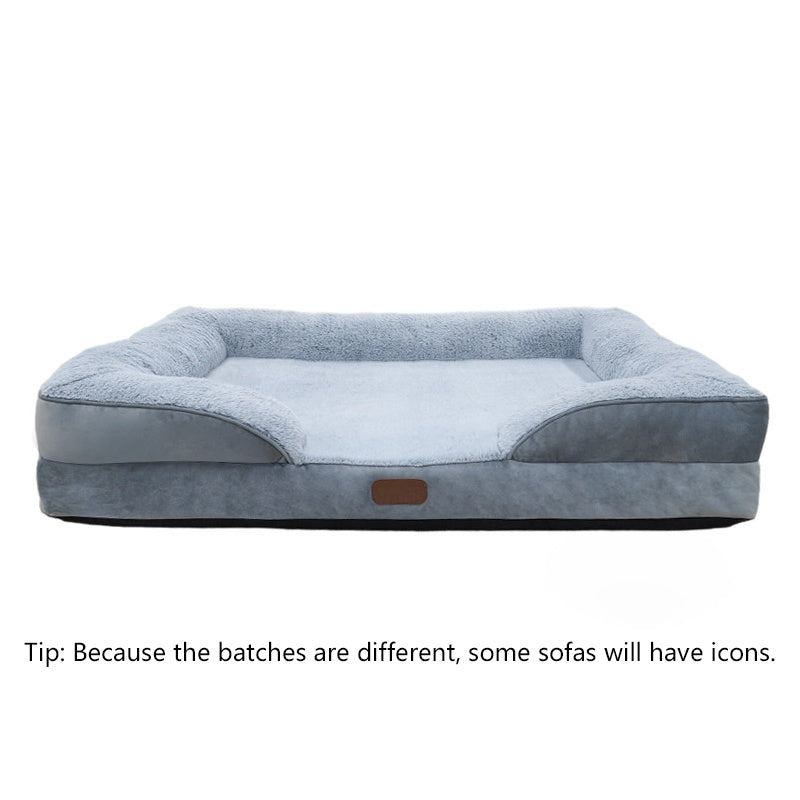 Soft cushioned pet bed with supportive raised sides