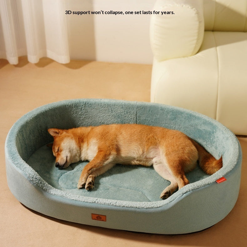 Luxury plush dog bed with removable liner for year-round comfort