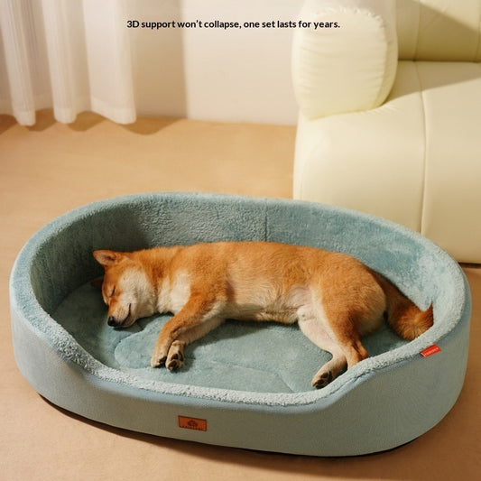 Luxury plush dog bed with removable liner for year-round comfort